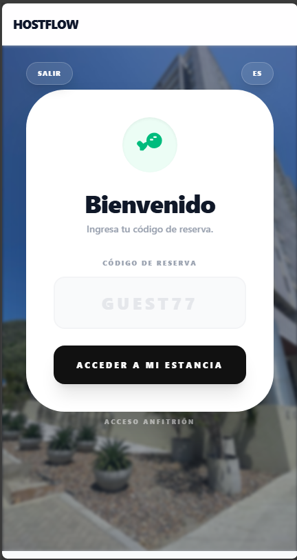 Vista del huésped en HostFlow